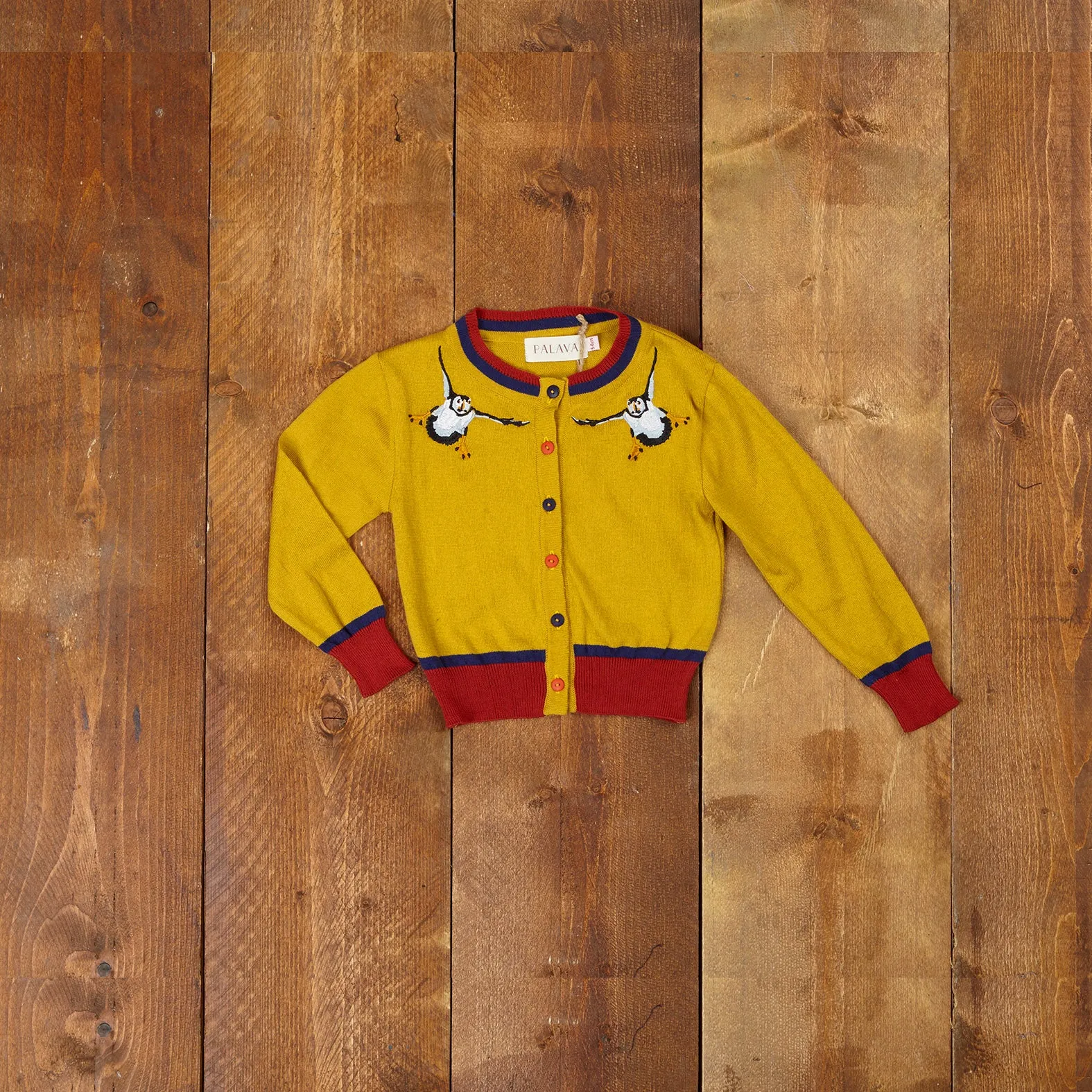 Children's Classic Cardigan - Mustard Puffin