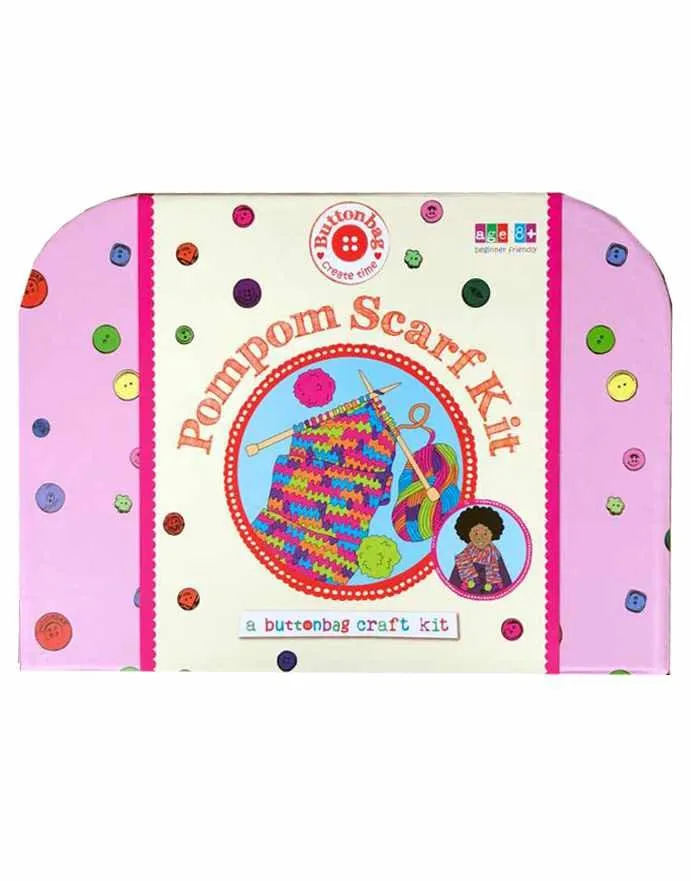 Children's Pom Pom Scarf Kniting Kit, Buttonbag