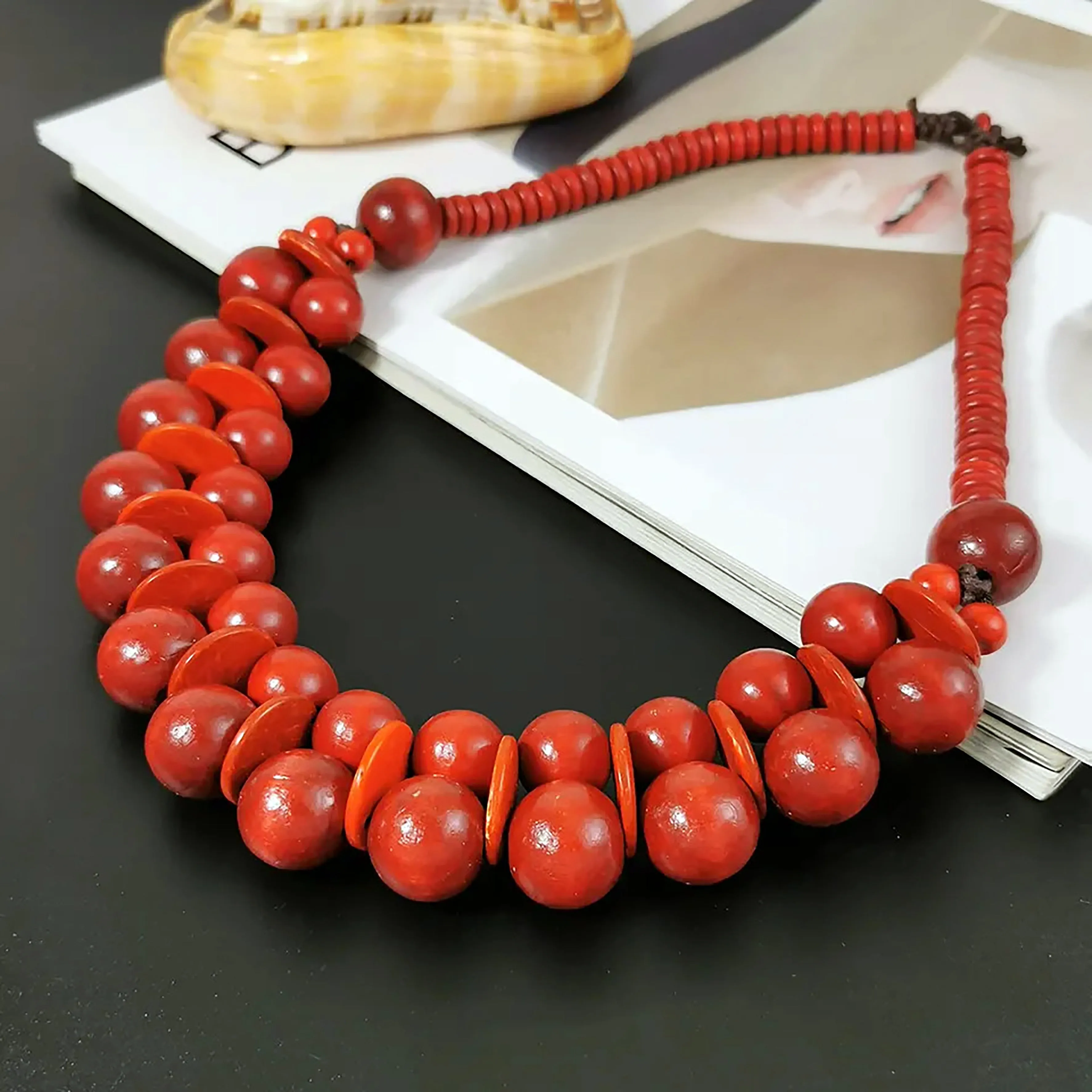 Chokore Chunky Bead Necklace (Red)