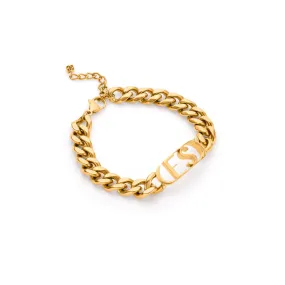 Chunky Initial Curb Bracelet (Gold)