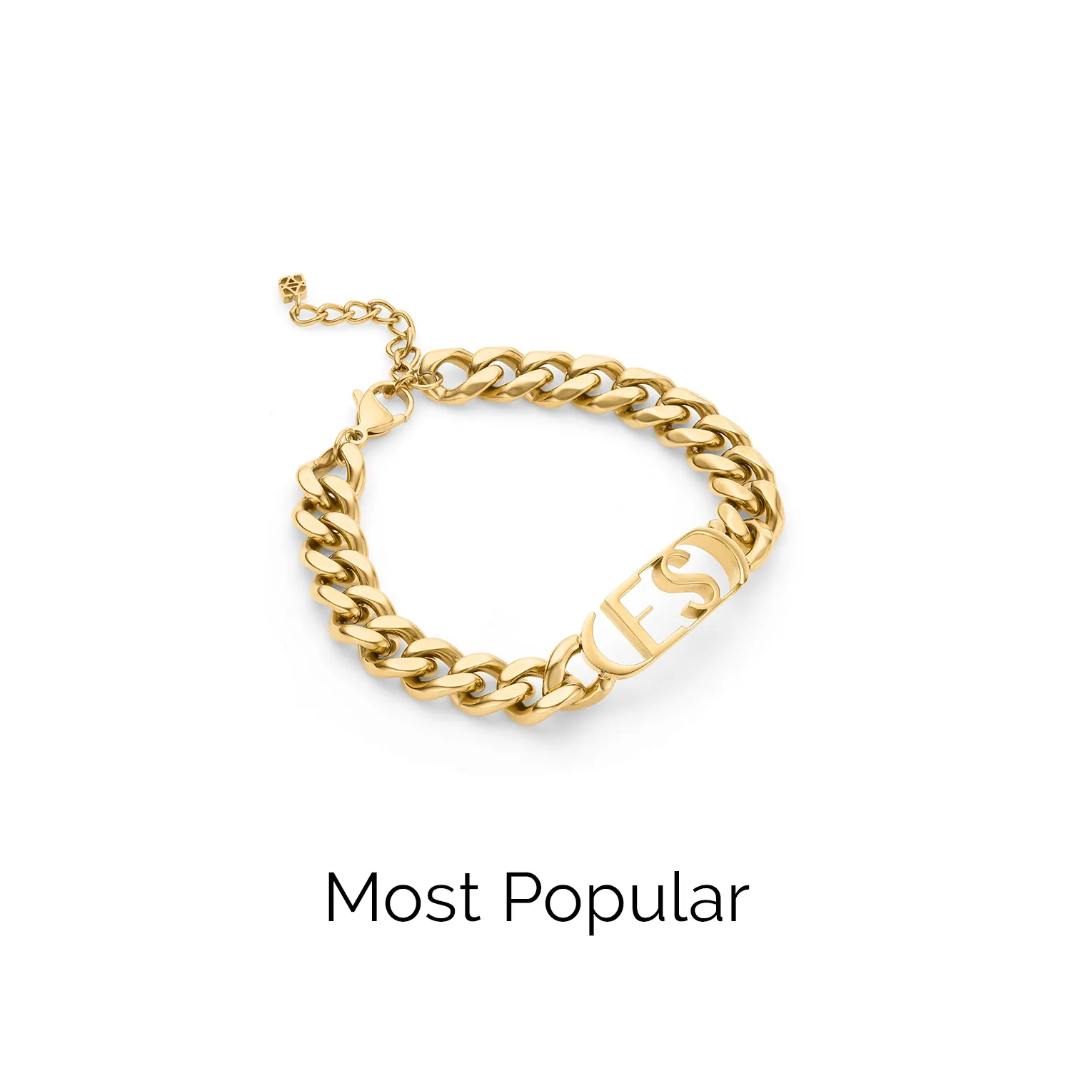 Chunky Initial Curb Bracelet (Gold)