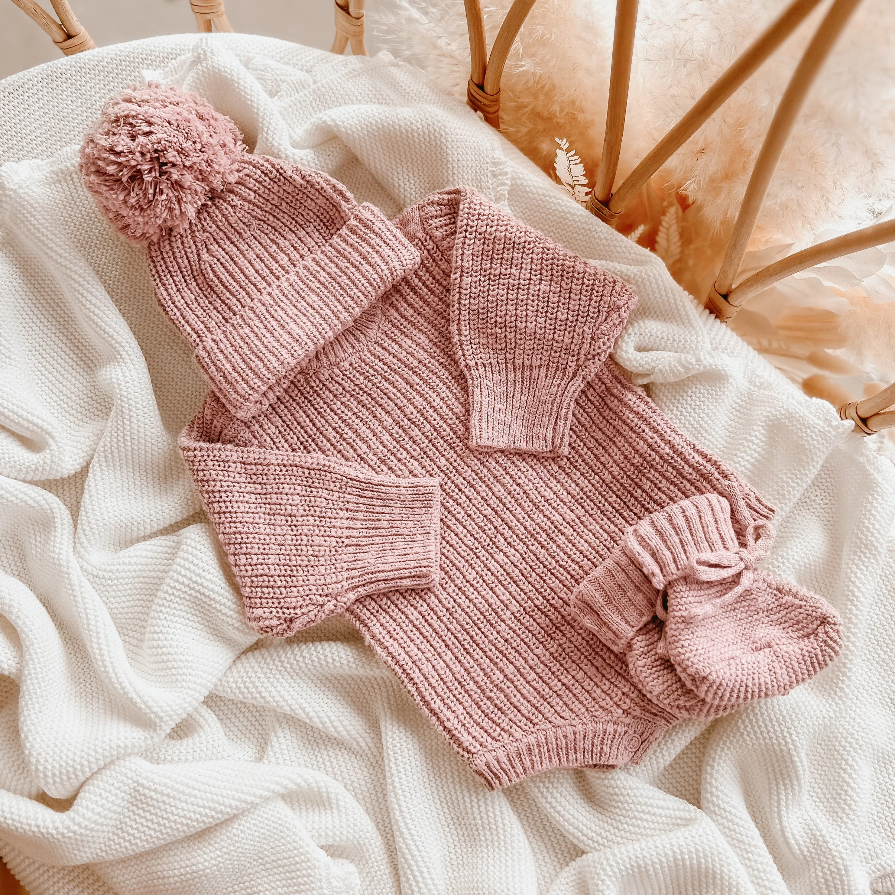 Chunky Knit Beanie - Blush