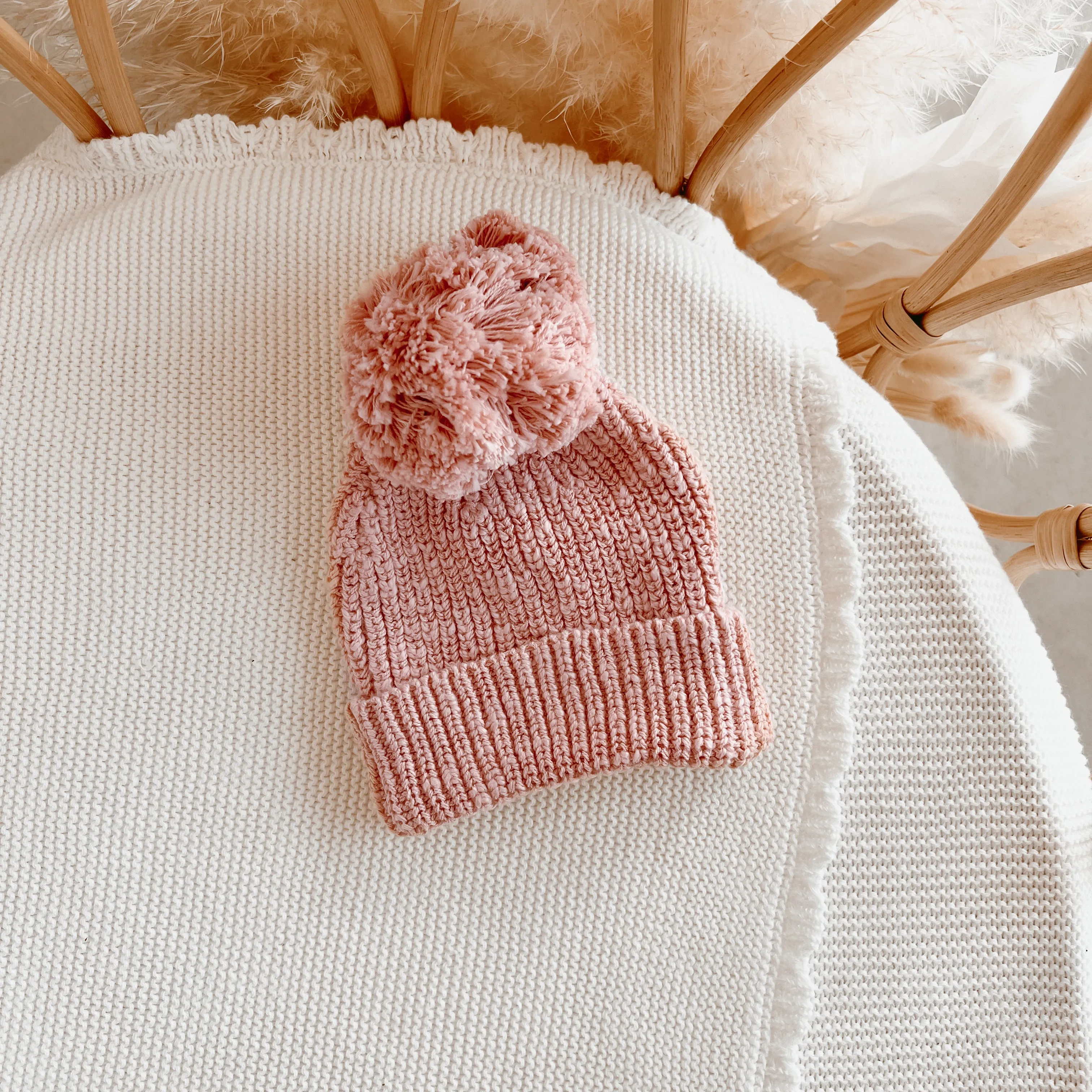 Chunky Knit Beanie - Blush