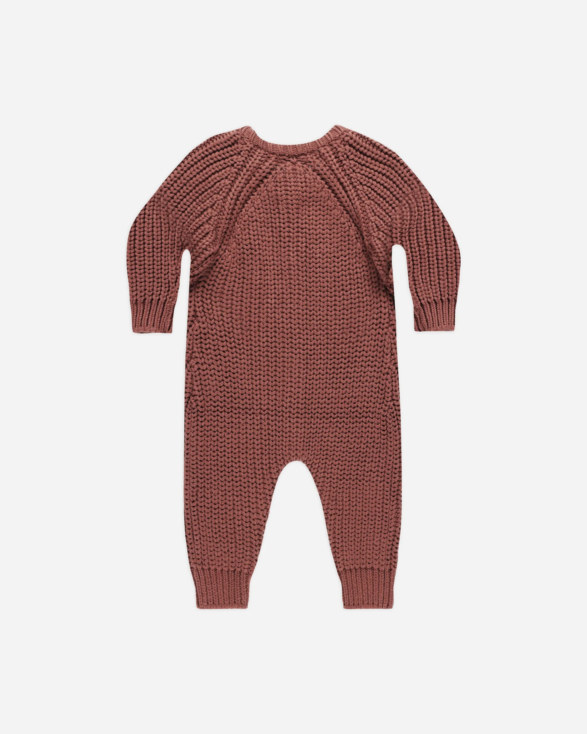 Chunky Knit Jumpsuit || Cranberry