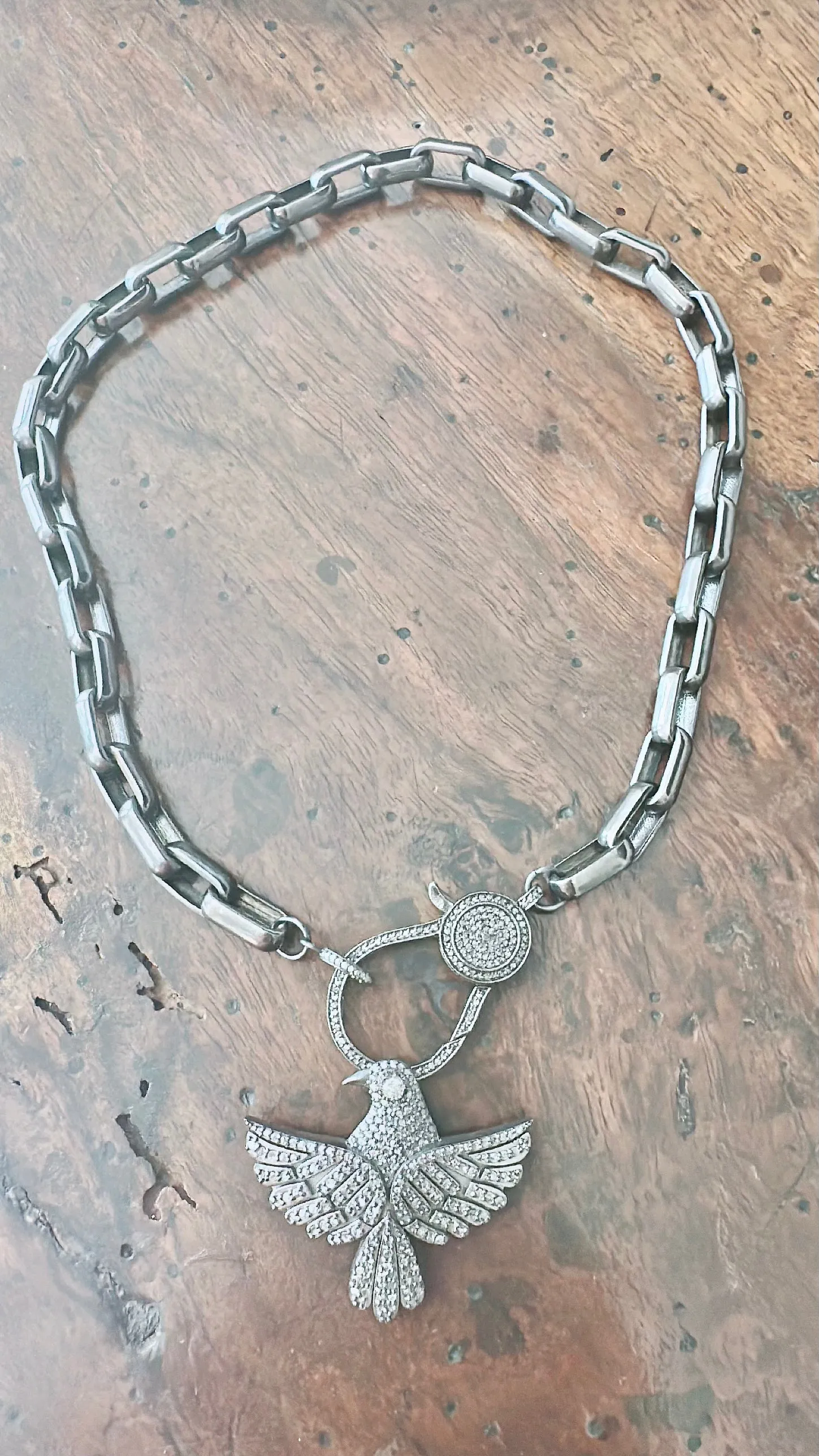 Chunky Link Chain Necklace with Pave Diamond Lock