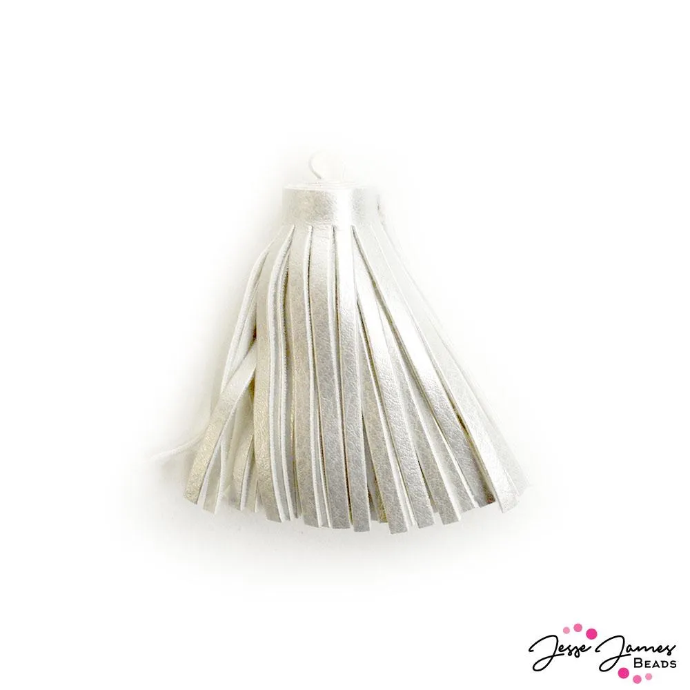 Chunky Silver Leather Tassel