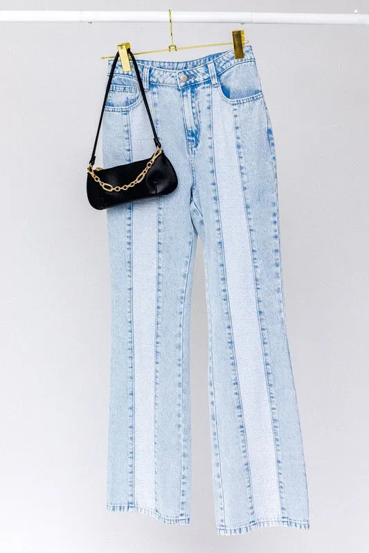 Color Block Denim Pants