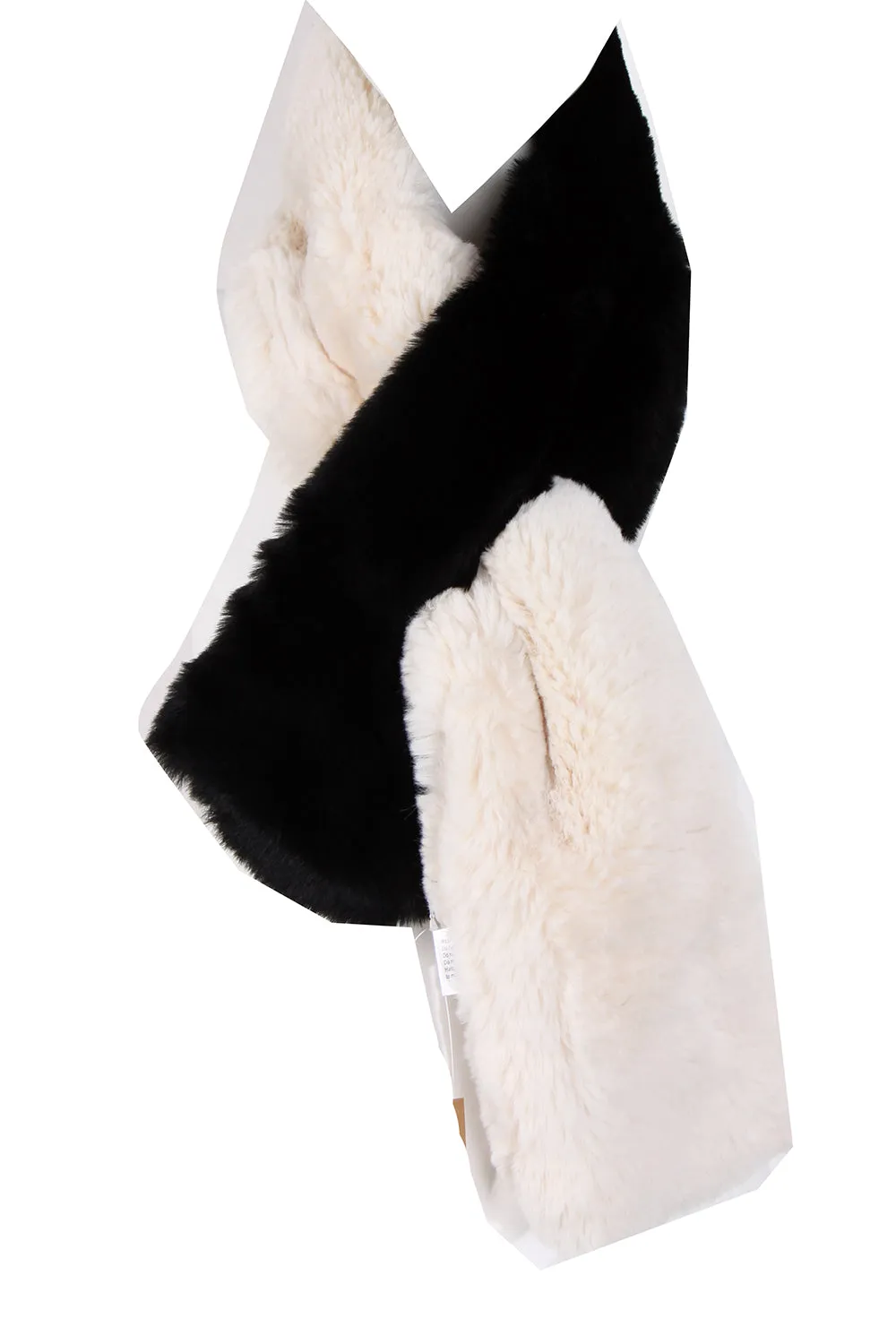 Colour Block Fluffy Faux Fur Pull Through Scarf