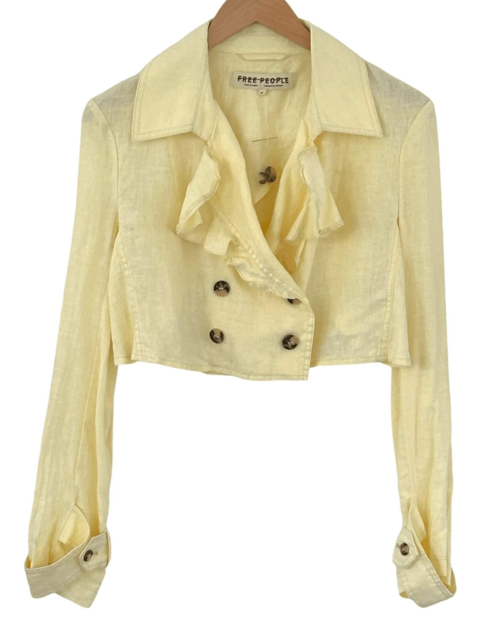 Cool Summer Buttercream Cropped Cross-Back Blazer