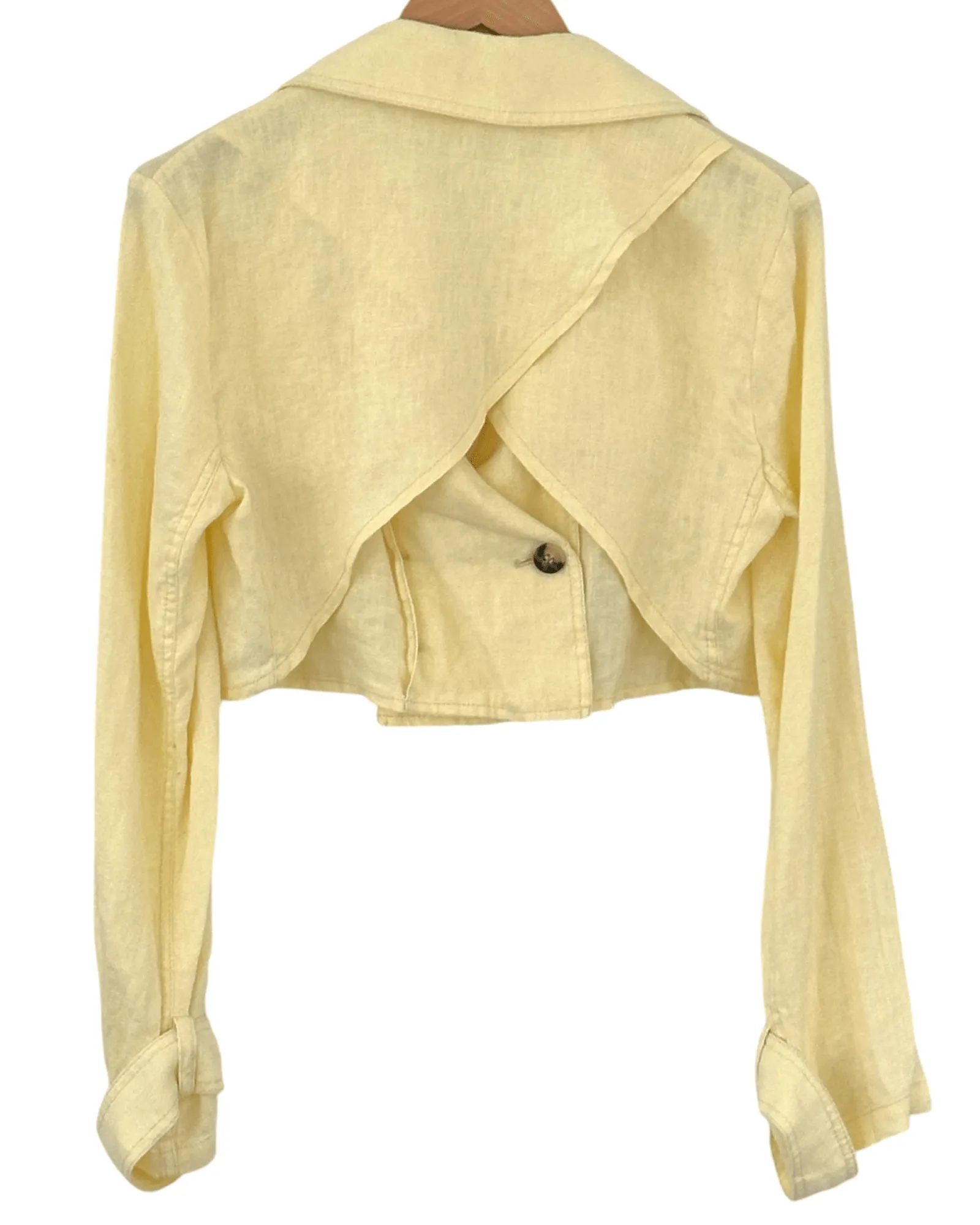 Cool Summer Buttercream Cropped Cross-Back Blazer