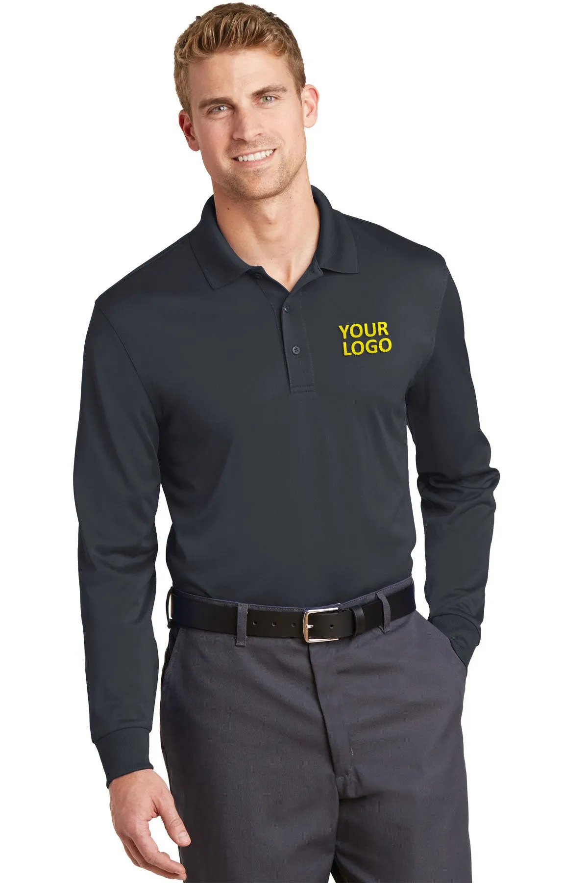 CornerStone Snag-Proof Long Sleeve Polo, Charcoal