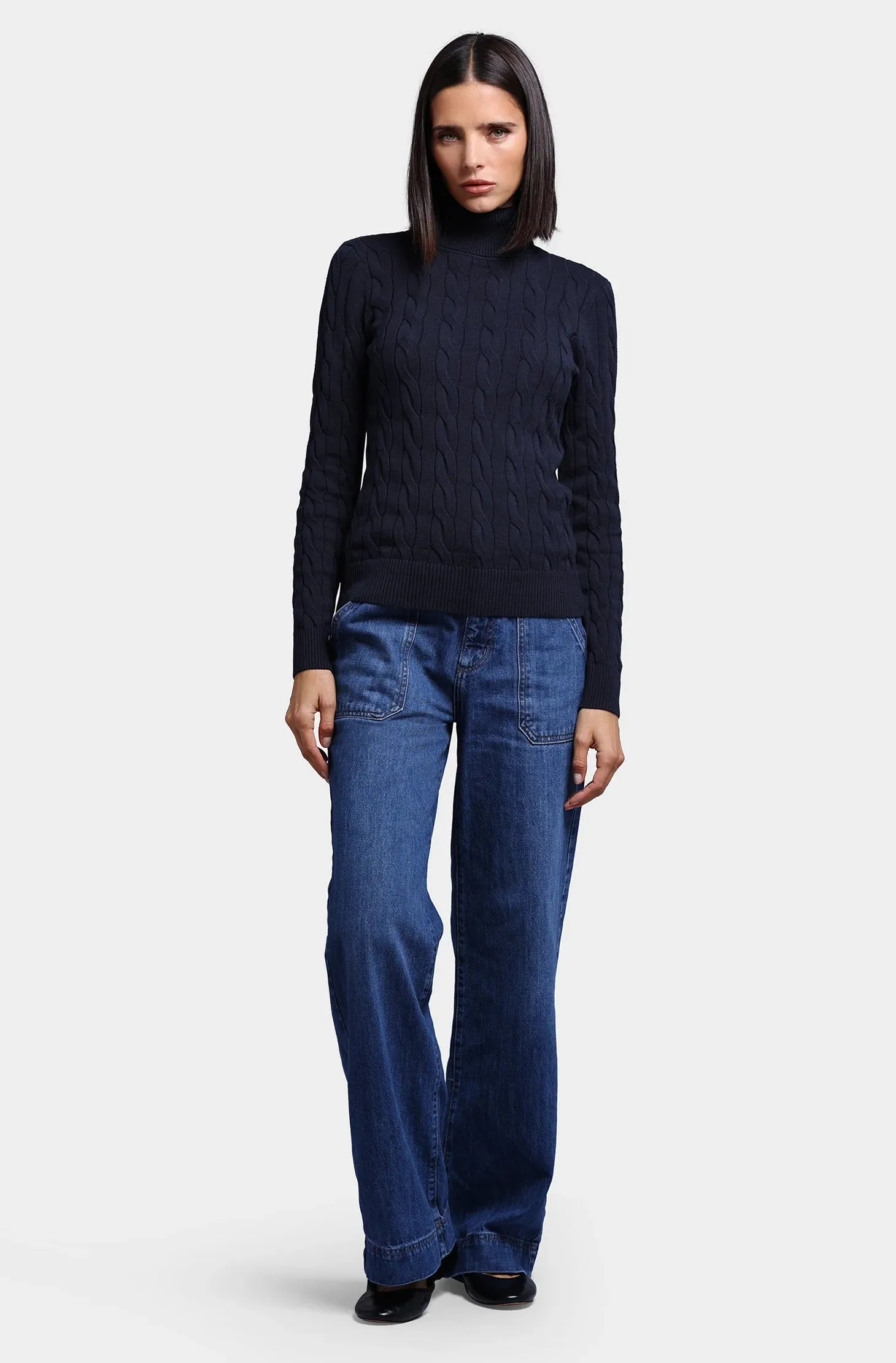 Cotton Cable Turtleneck