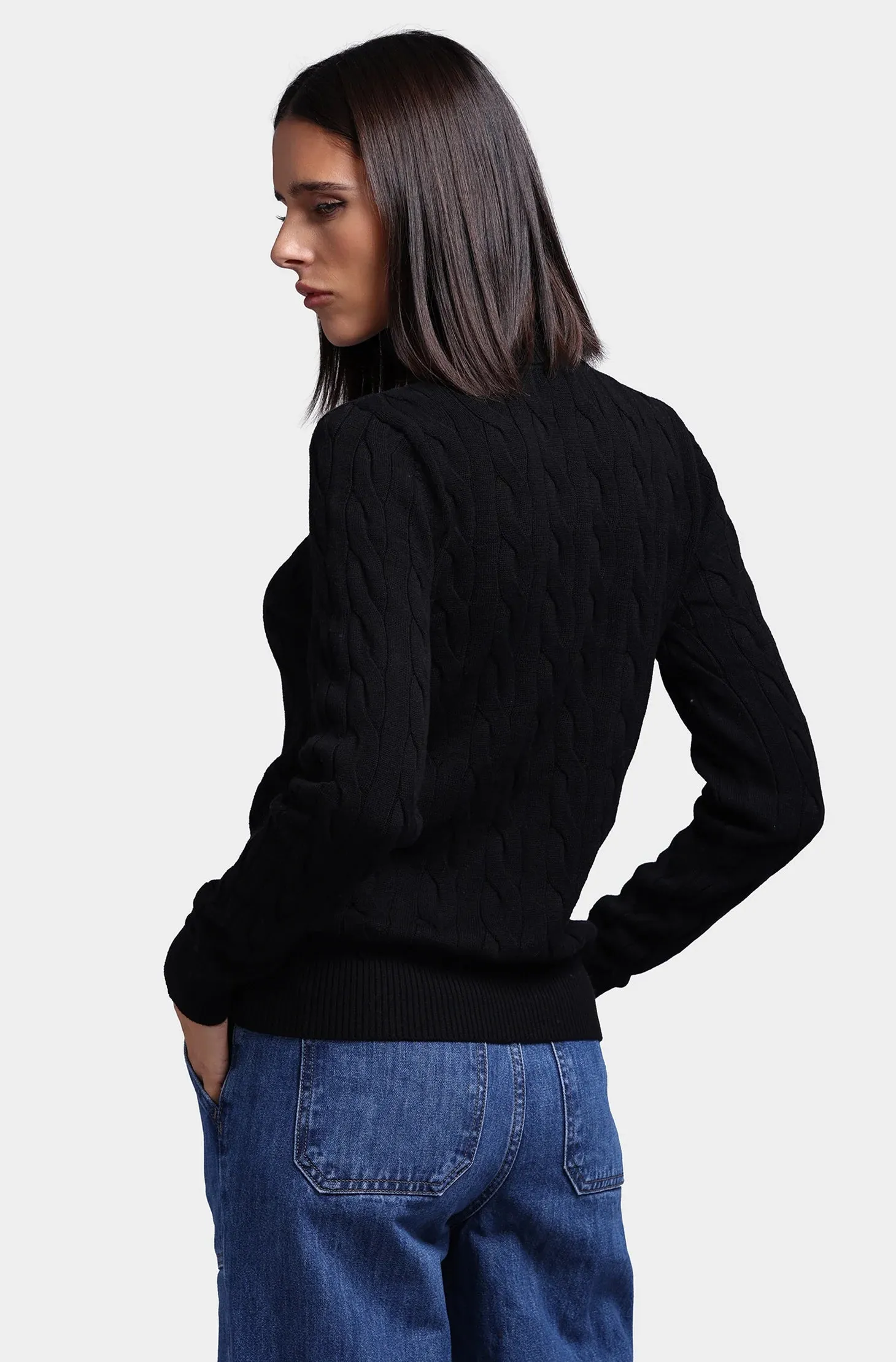 Cotton Cable Turtleneck