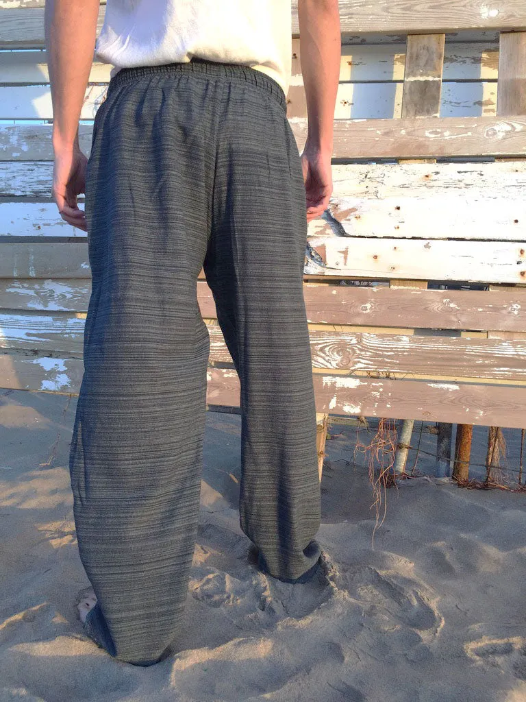 Cotton Drawstring pants in Grey Pinstripe Pattern