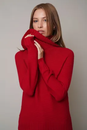 Cowl Neck Ribbed Pullover