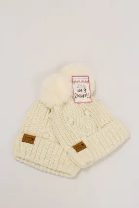 Cream Mommy & Me Beanies