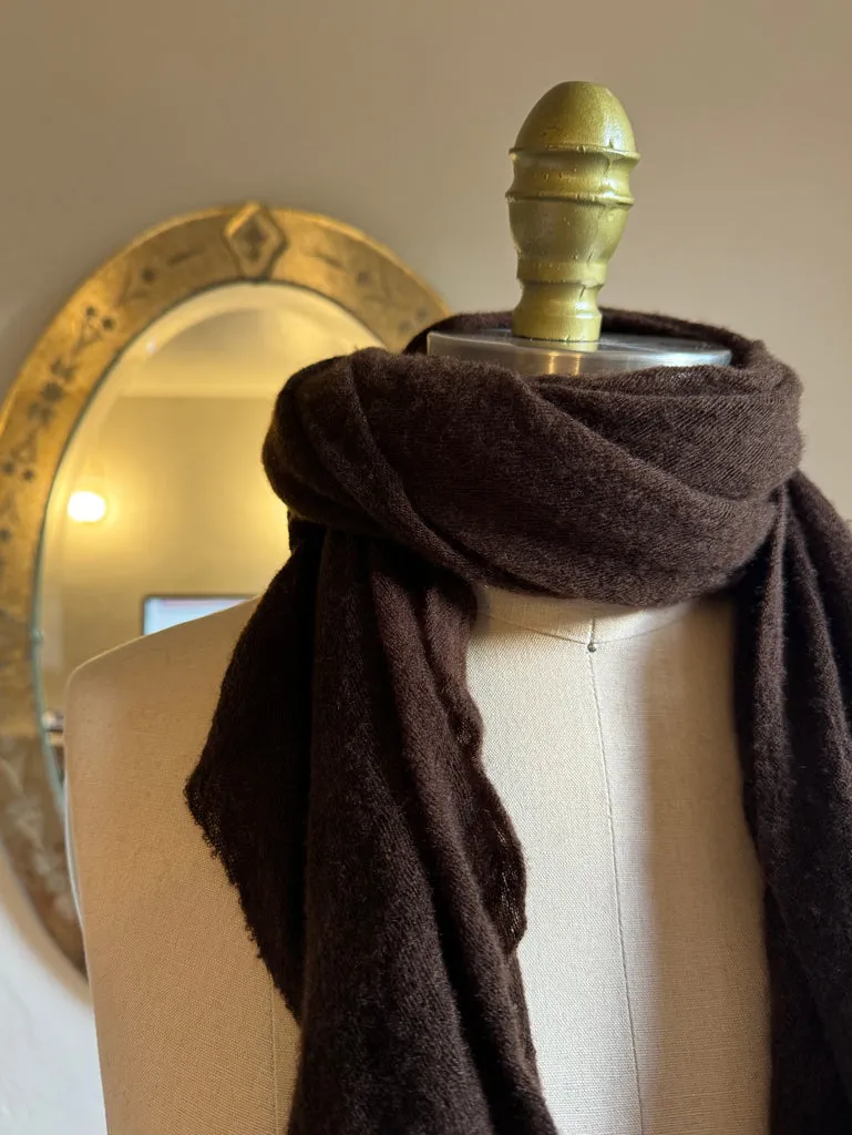 Dark Brown Diamond Classic Knit Cashmere Scarf