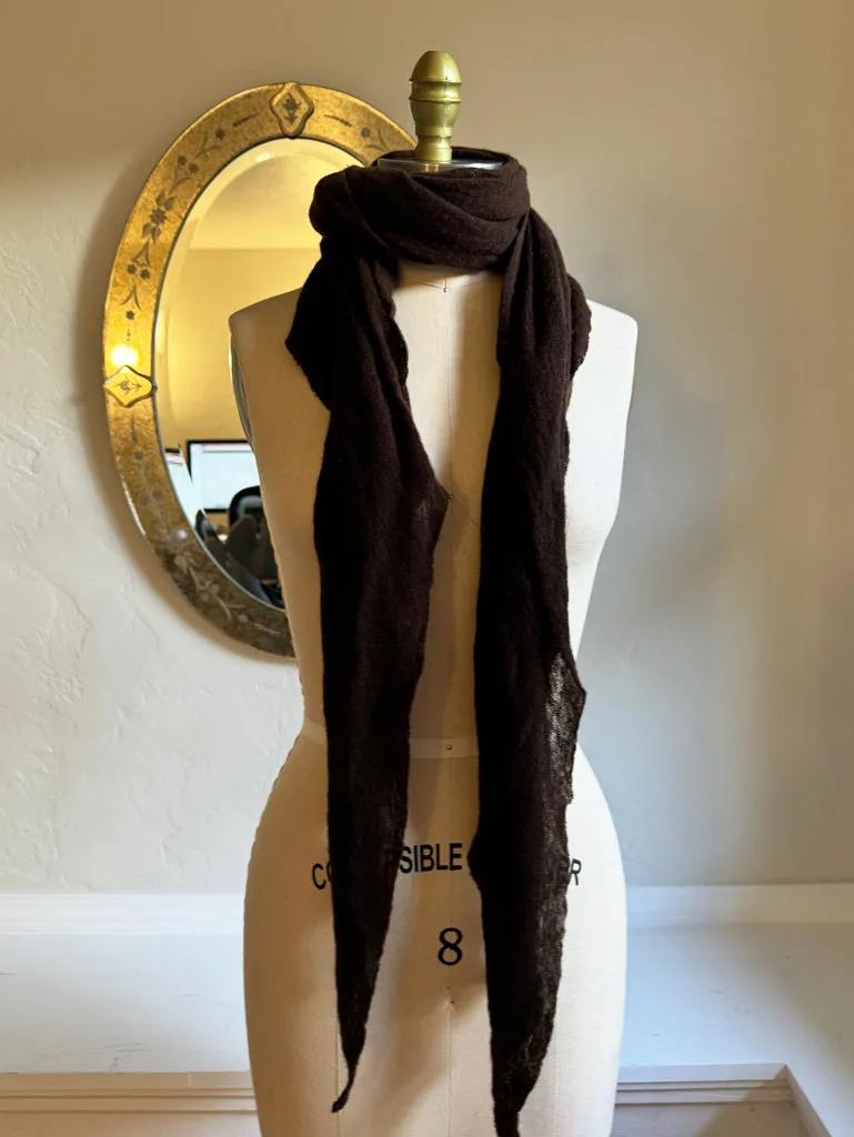 Dark Brown Diamond Classic Knit Cashmere Scarf