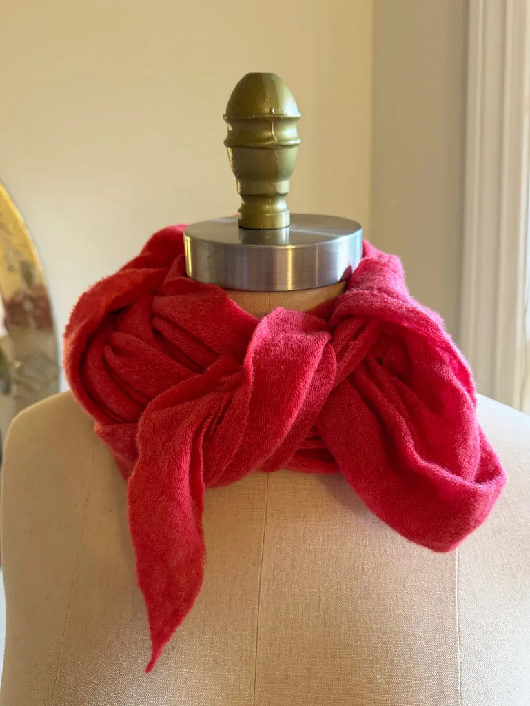 Deep Persimmon Diamond Classic Knit Cashmere Scarf