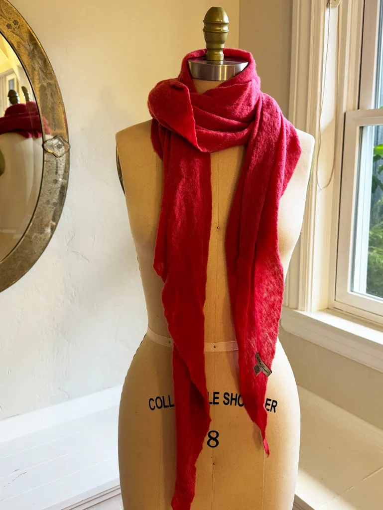 Deep Persimmon Diamond Classic Knit Cashmere Scarf