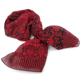 Deep Red and Black Floral Cotton Scarf Asha Handicrafts