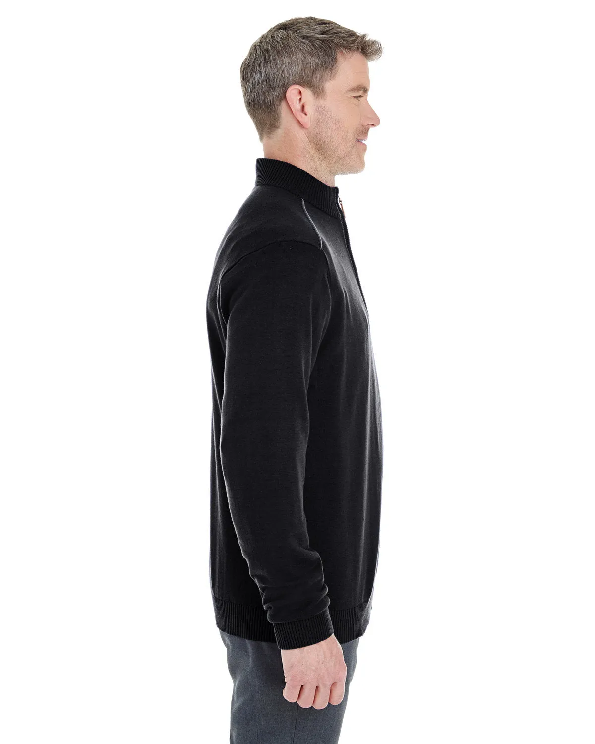 Devon & Jones Men's Manchester Fully-Fashioned Quarter-Zip Sweater