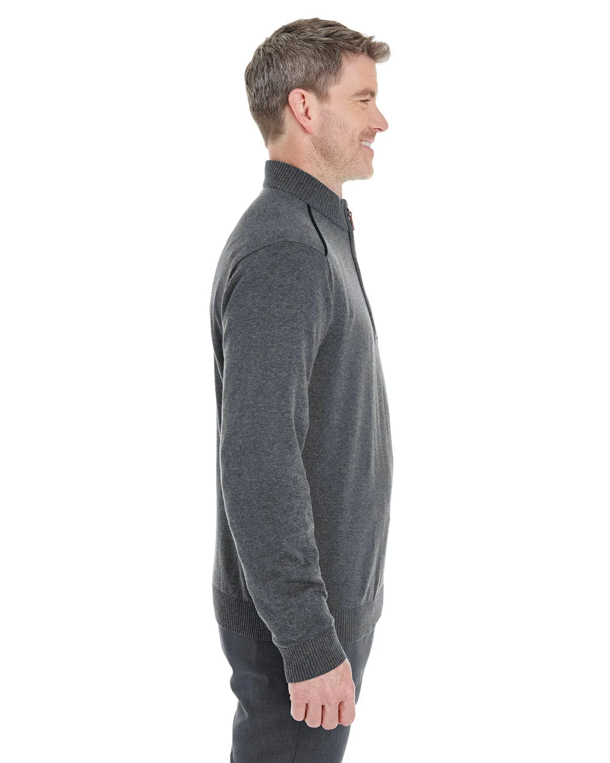 Devon & Jones Men's Manchester Fully-Fashioned Quarter-Zip Sweater