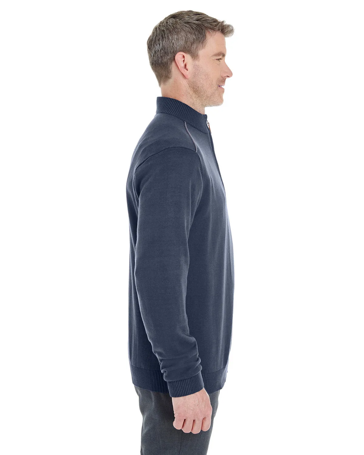 Devon & Jones Men's Manchester Fully-Fashioned Quarter-Zip Sweater