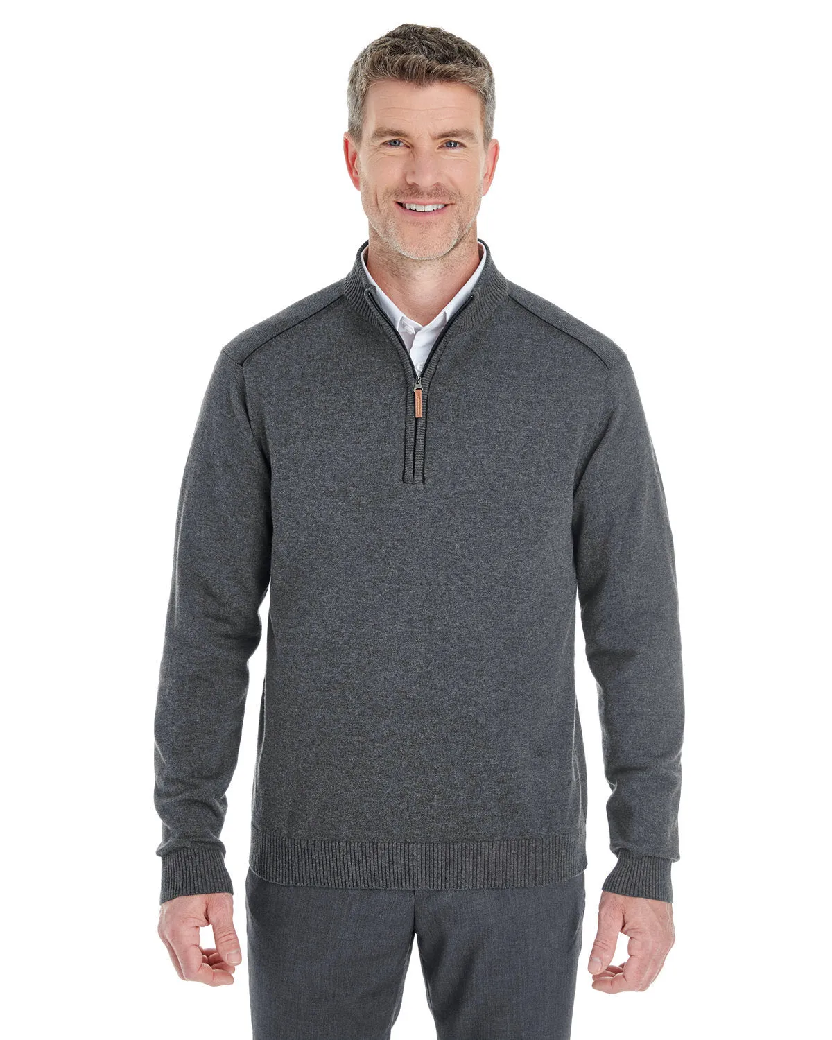 Devon & Jones Men's Manchester Fully-Fashioned Quarter-Zip Sweater