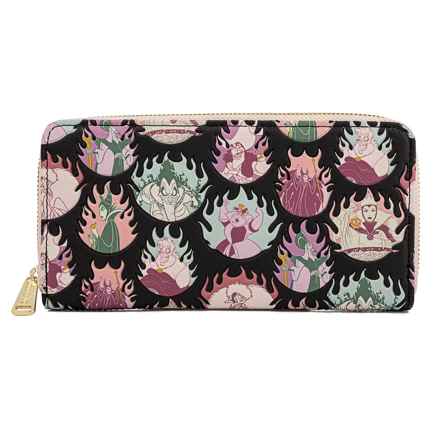 Disney Villains Pastel Flames Allover Print Zip-Around Wallet