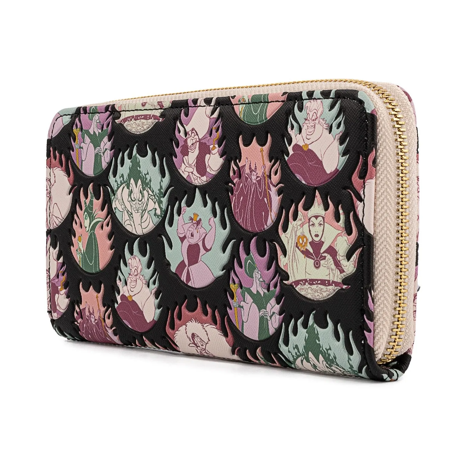 Disney Villains Pastel Flames Allover Print Zip-Around Wallet