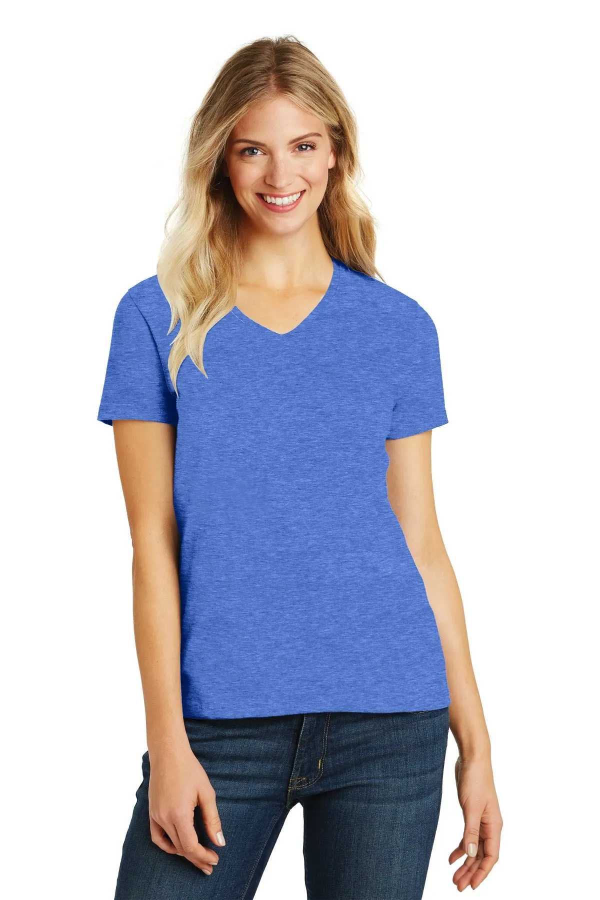 District Women's Perfect Blend CVC V-Neck Tee. DM1190L