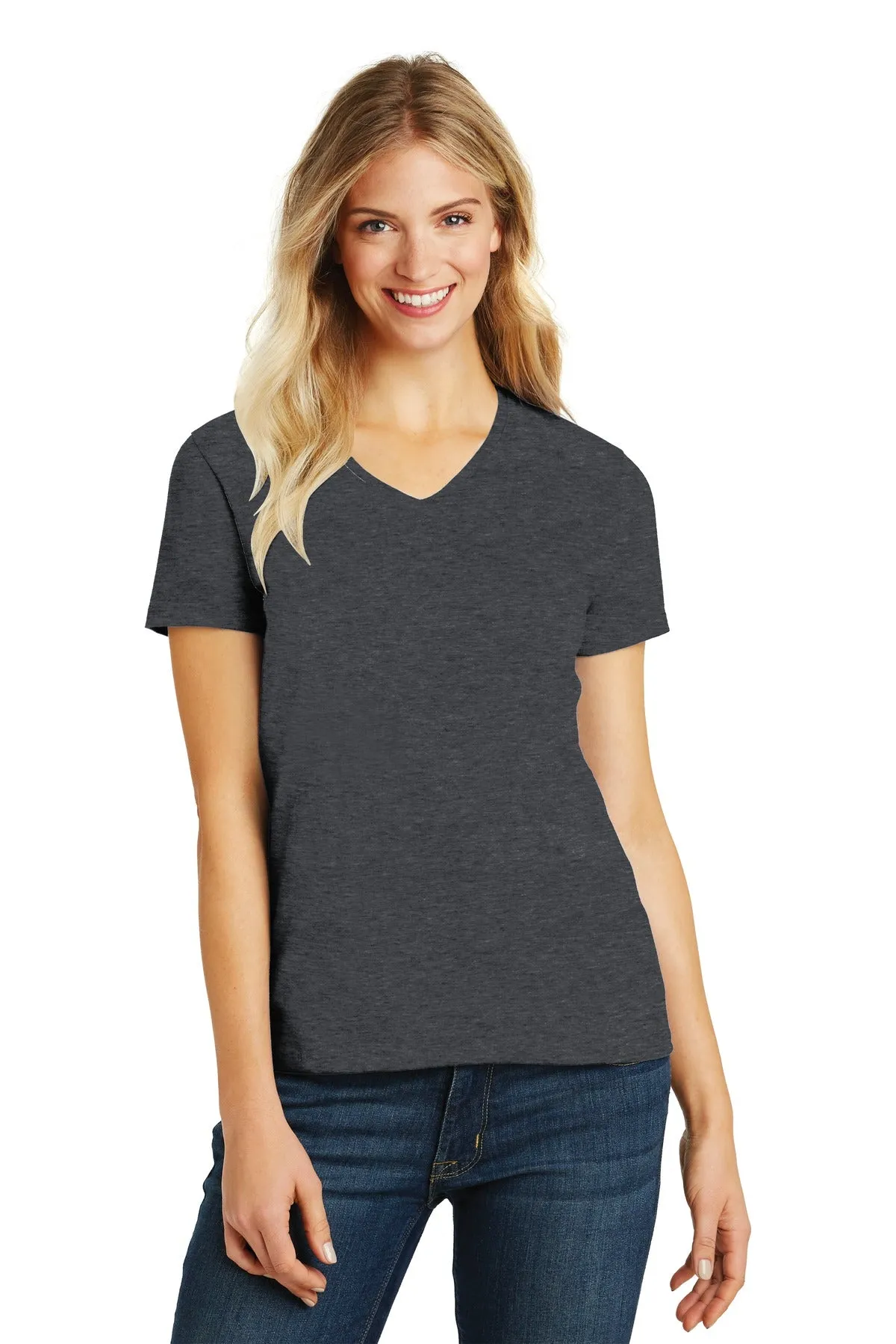 District Women's Perfect Blend CVC V-Neck Tee. DM1190L