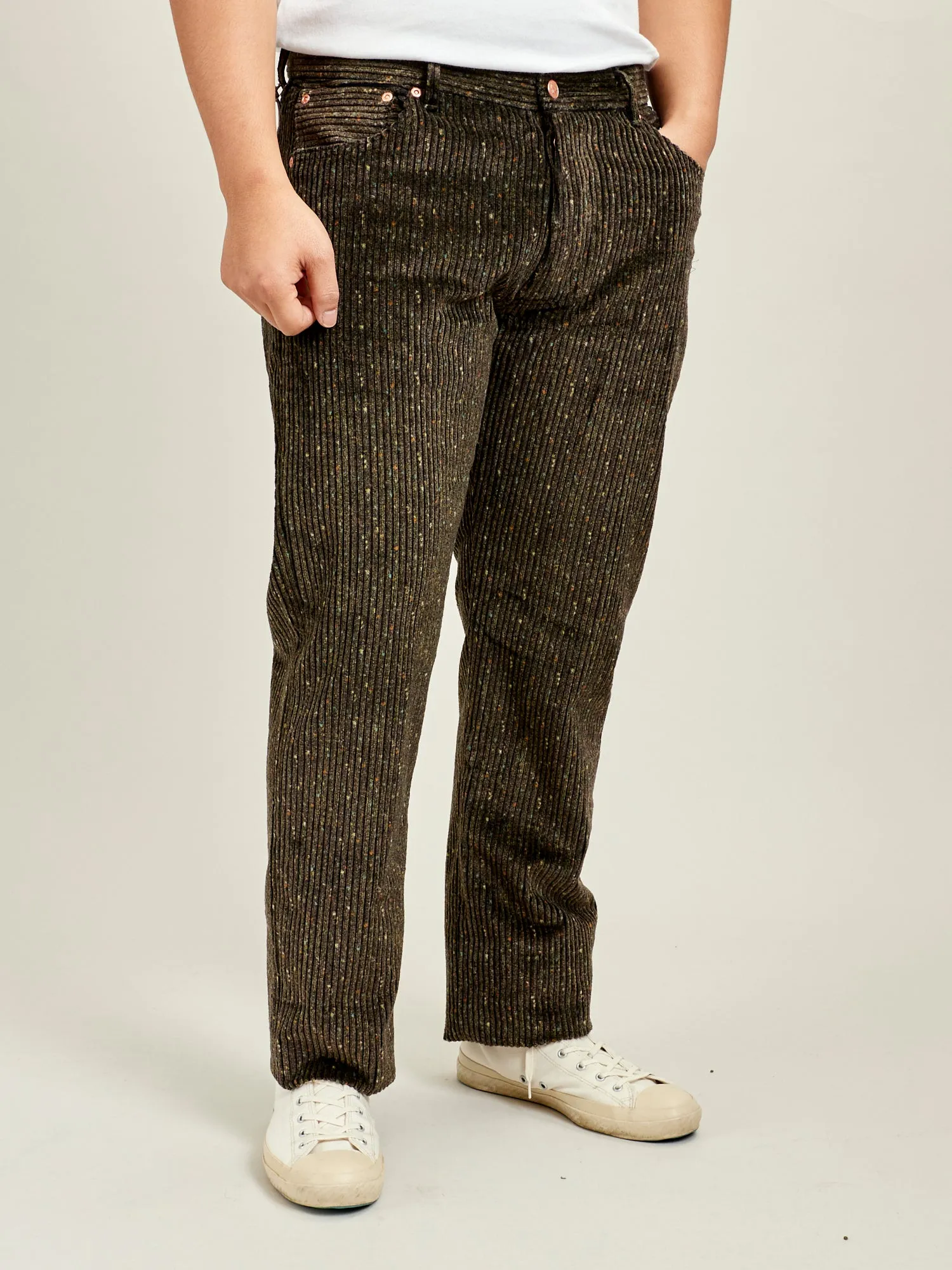 Donegal Corduroy Five Pocket Trousers in Mossy Green