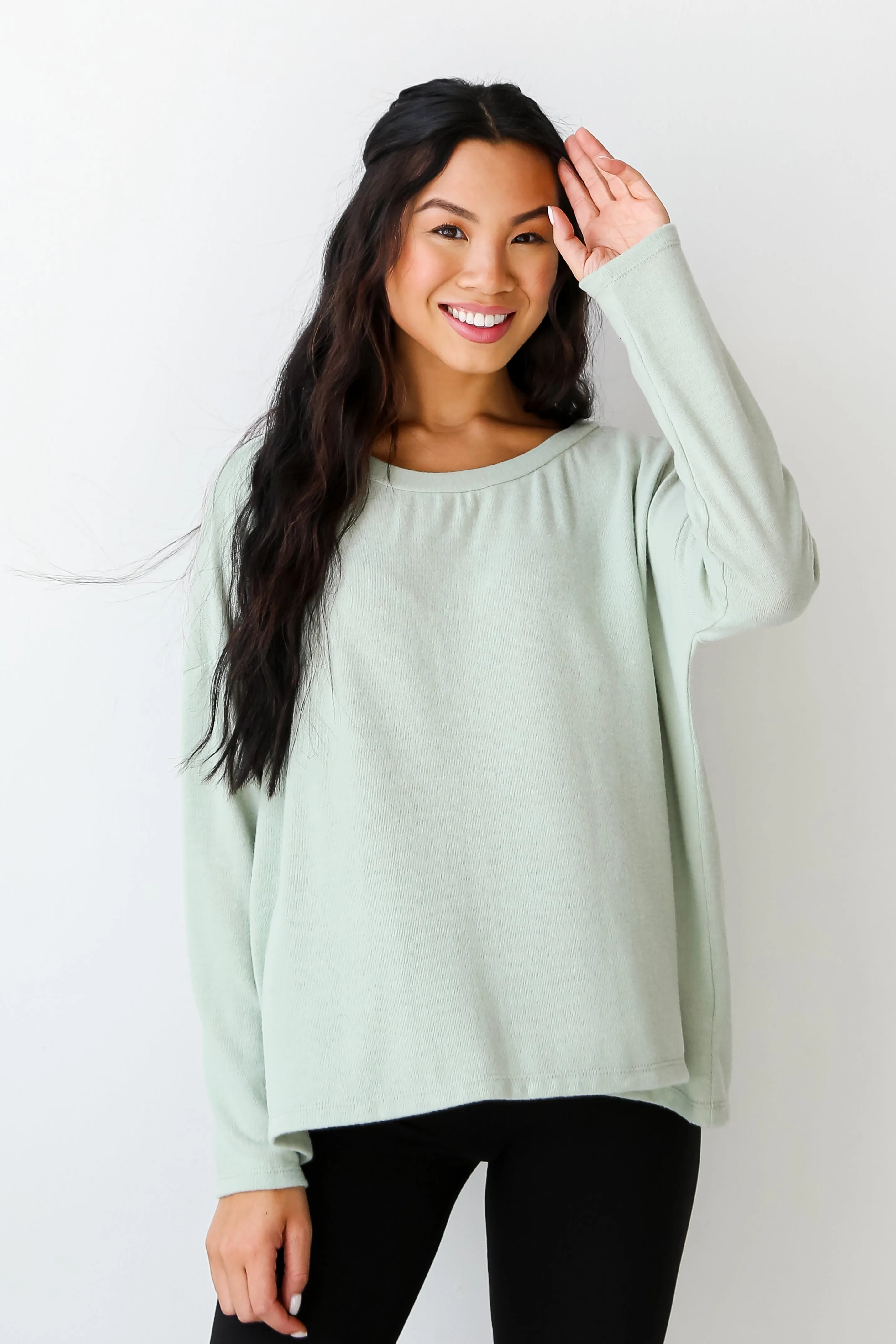 FINAL SALE - Luxurious Comfort Brushed Knit Open Back Pullover