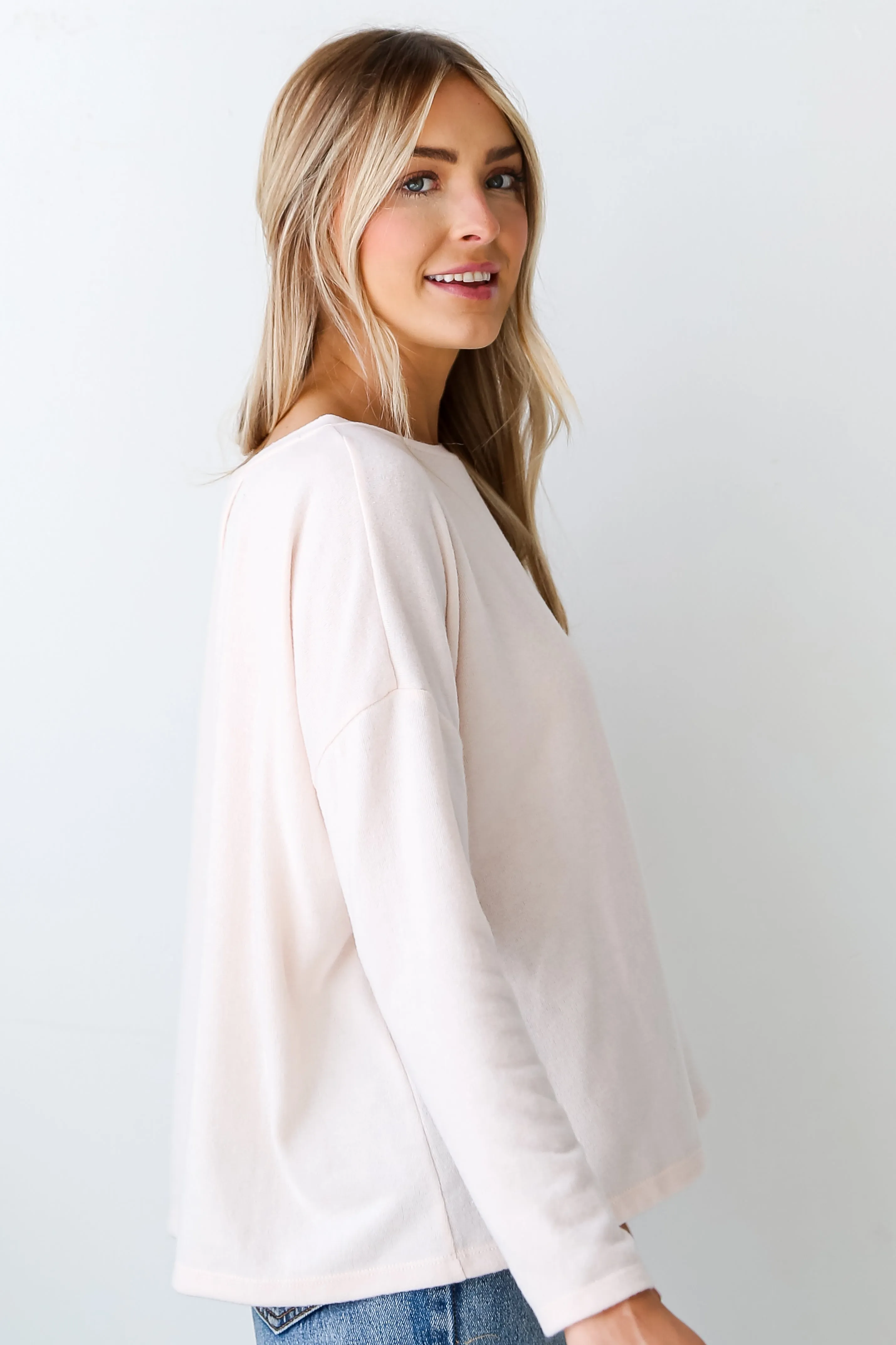 FINAL SALE - Luxurious Comfort Brushed Knit Open Back Pullover