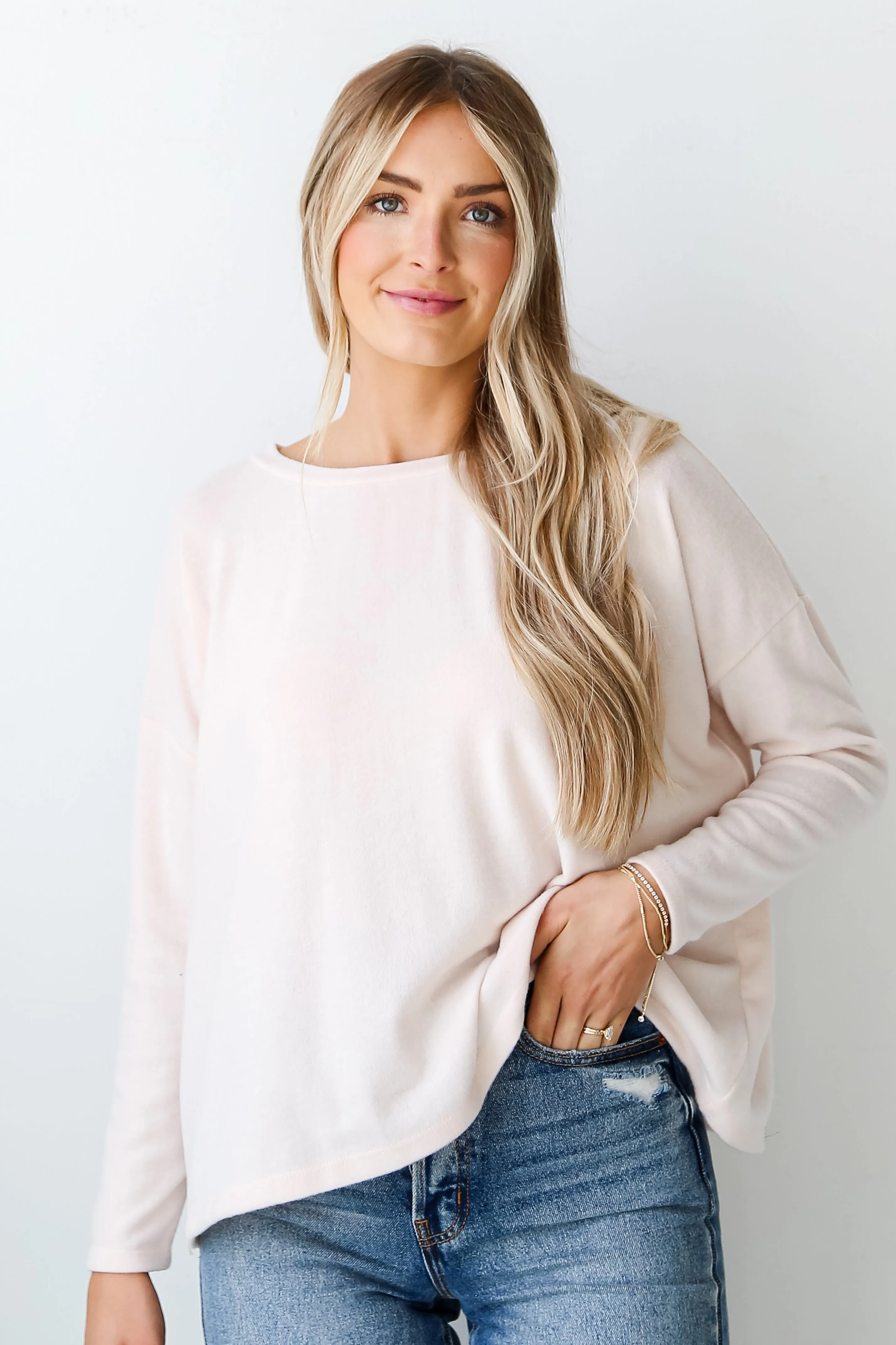 FINAL SALE - Luxurious Comfort Brushed Knit Open Back Pullover