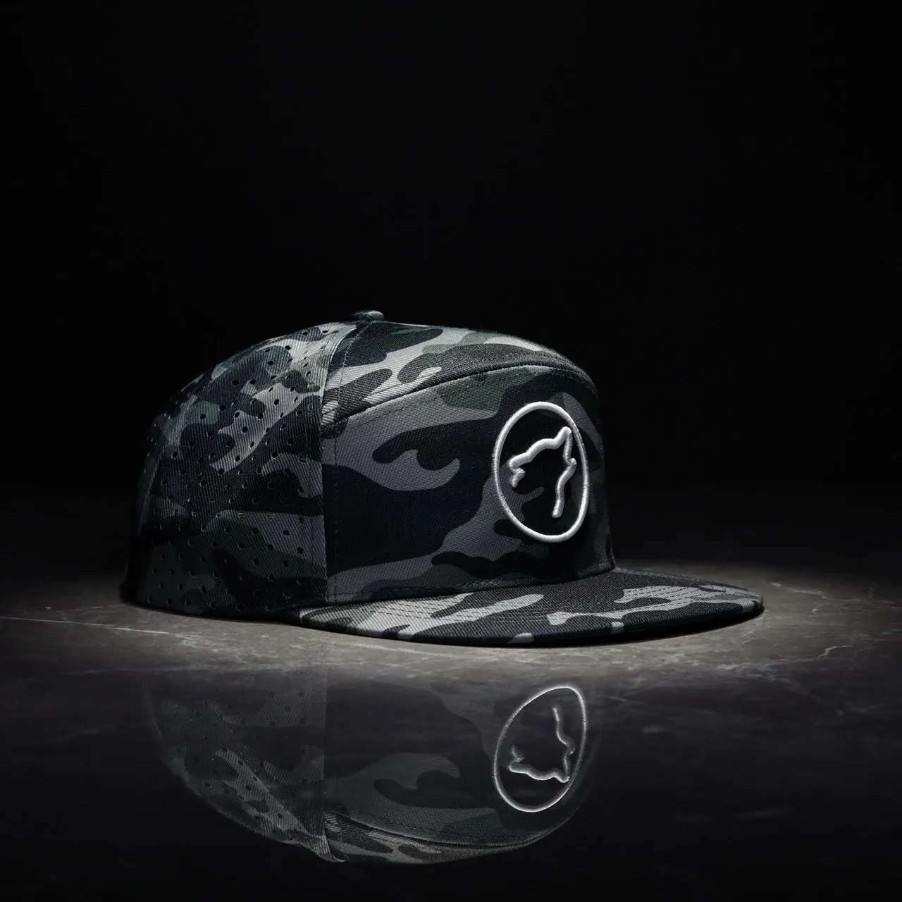 Flat Bill Snapback Hat Gunmetal Camo