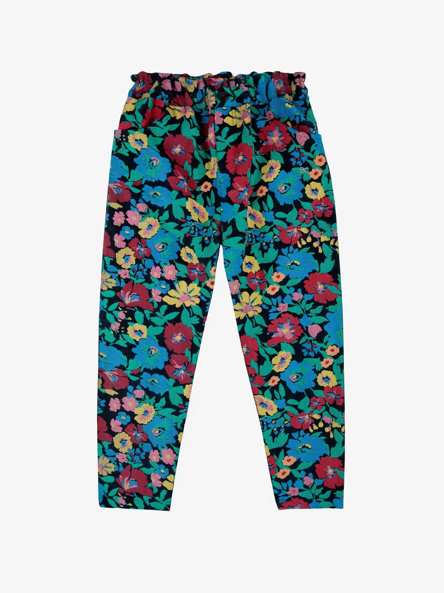 Flowers all over woven paperbag pants