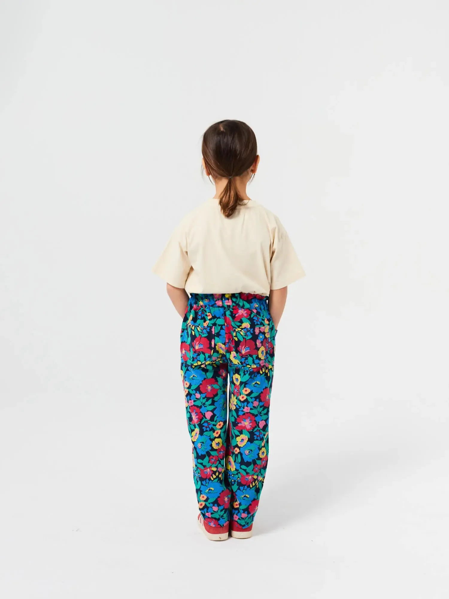 Flowers all over woven paperbag pants