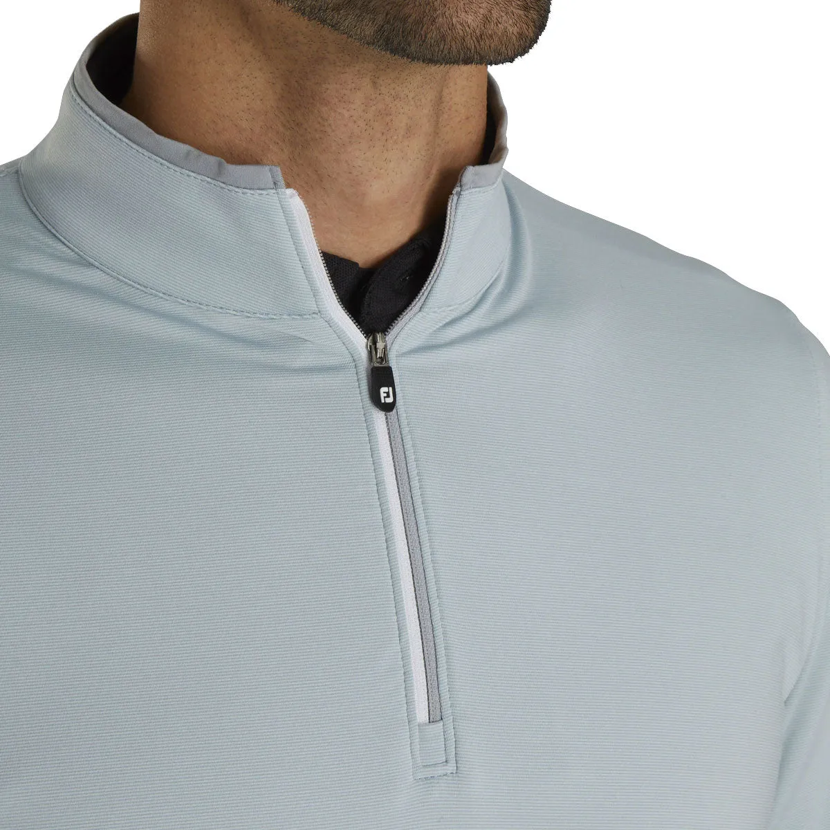 FootJoy Lightweight Stripe Grey Mens Golf 1/4 Zip Pullover