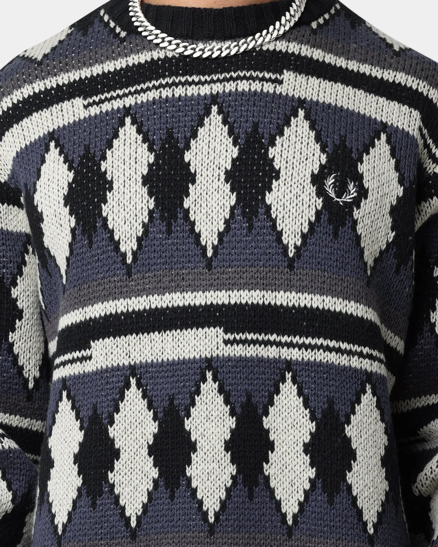 Fred Perry Chunky Jacquard Jumper Light Oyster