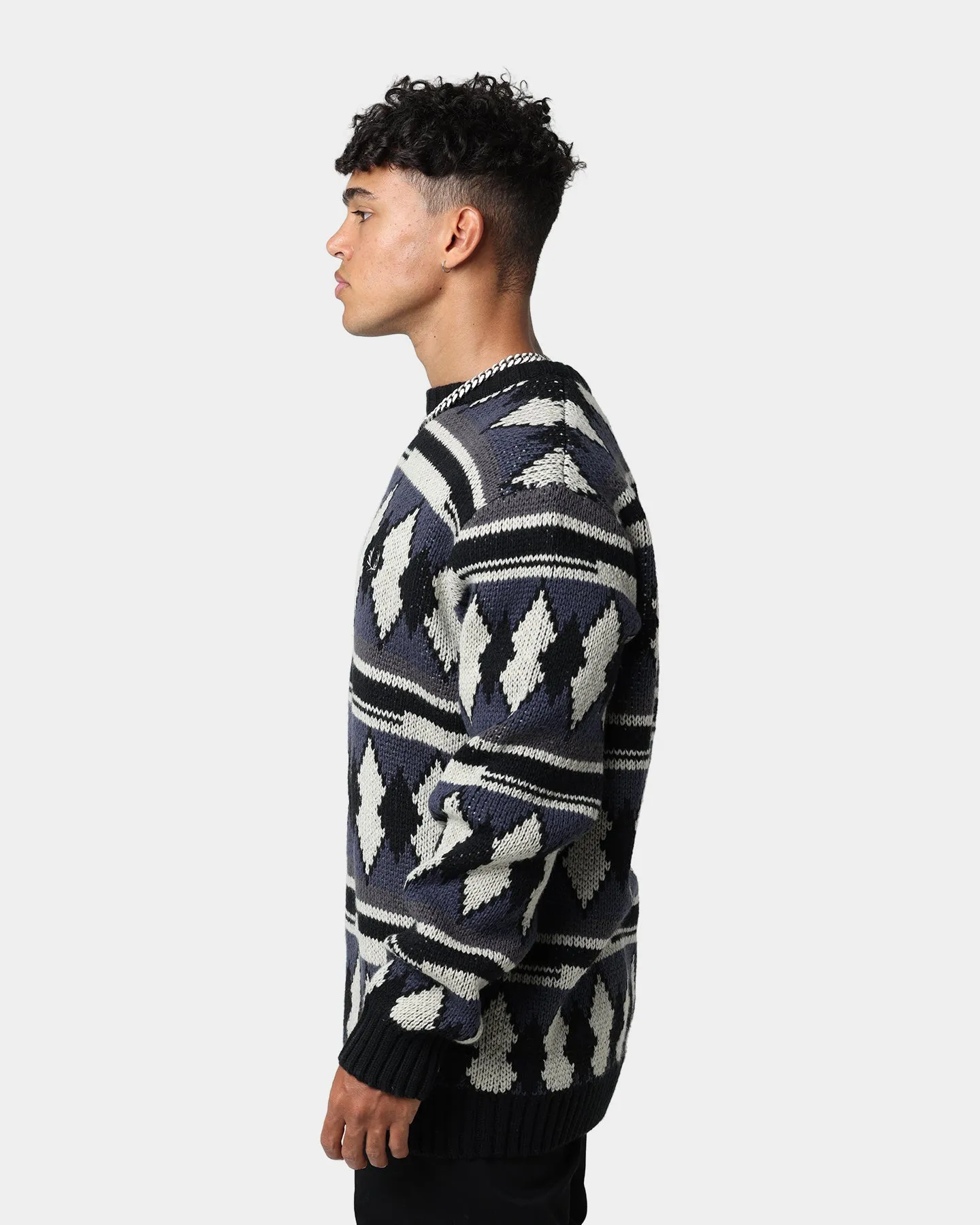 Fred Perry Chunky Jacquard Jumper Light Oyster