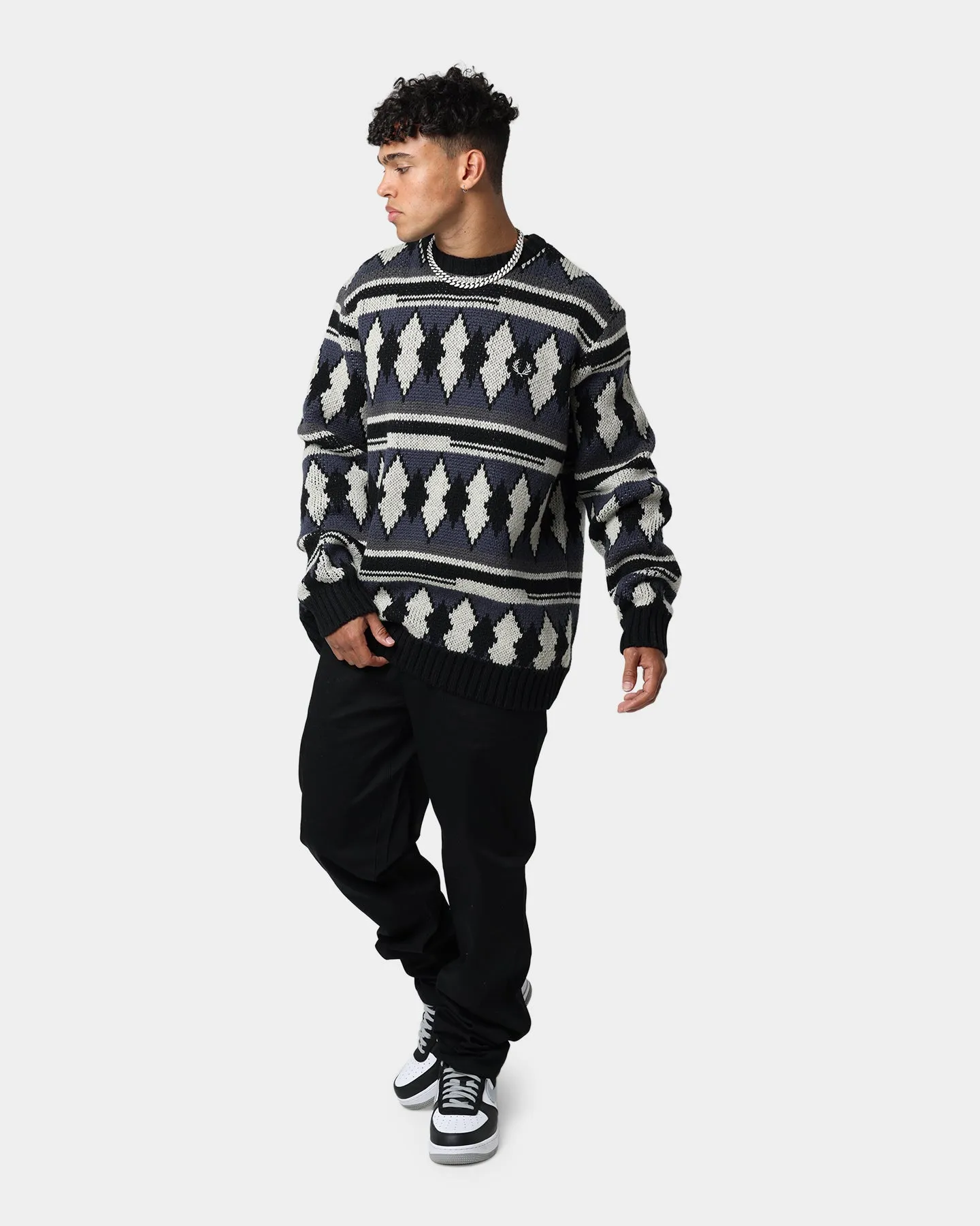 Fred Perry Chunky Jacquard Jumper Light Oyster