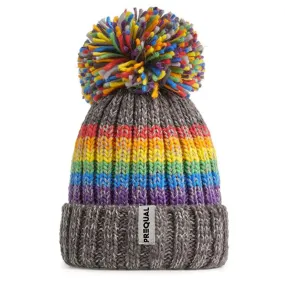 Gay Pride Rainbow Luxury Super Sherpa Fleece Lined Reflective Bobble Hat - Graphite