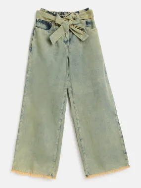 Girls Olive Denim Palazzo