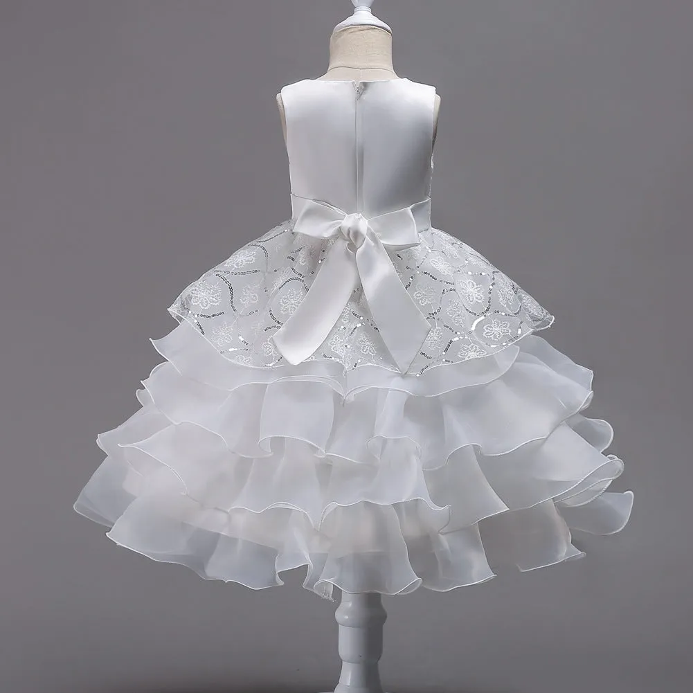 Girls White Diamante Party Dress, Special Occasion (2-14Yrs)