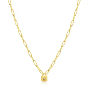 Gold Chunky Chain Padlock Necklace