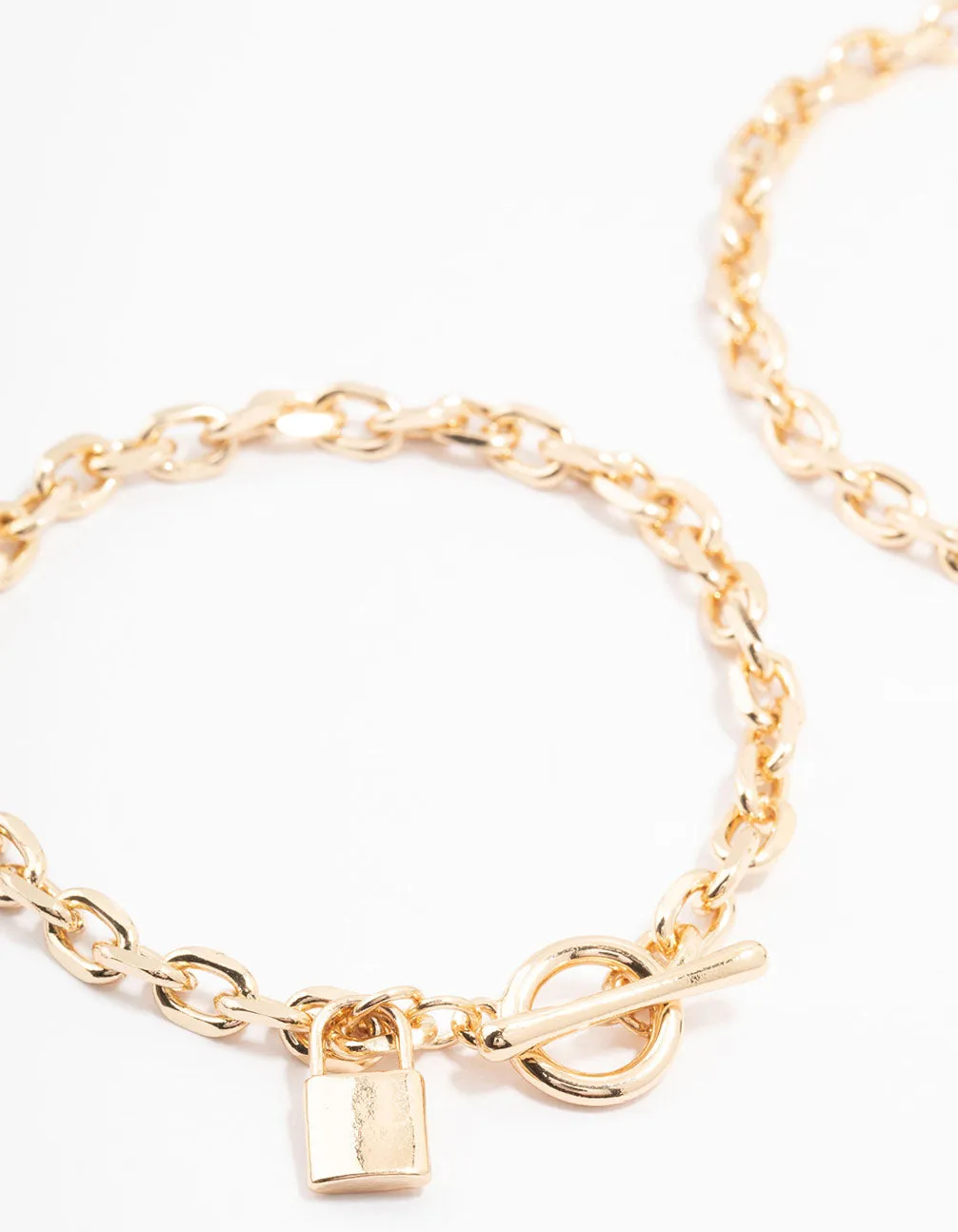 Gold Chunky Lock & Key Bracelet Pack