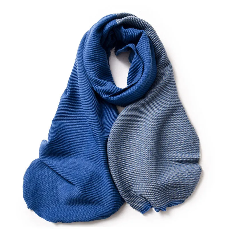 Gradient Mixed-color Scarf Winter Double-sided Wrinkled Imitation Cashmere Scarf Popular Versatile And Elegant Shawl For Women